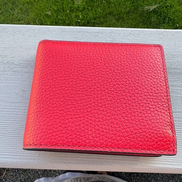 NWT Michael Kors Red Pebbled Leather Cooper Wallet Billfold with Coin Pouch - Picture 2 of 4